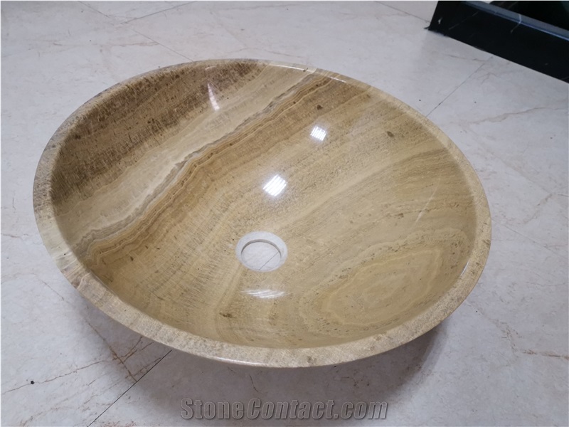 Lavabo Basins Of Wooden Yellow Marble