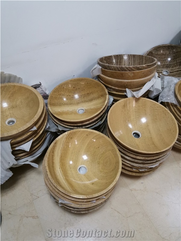 Lavabo Basins Of Wooden Yellow Marble