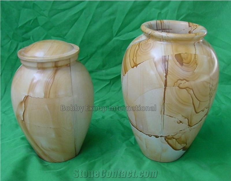 Teak Wood Marble Cremation Urn