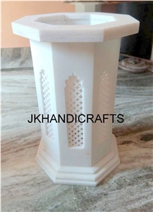 White Marble Table Top Stand Filigree Inlay Art