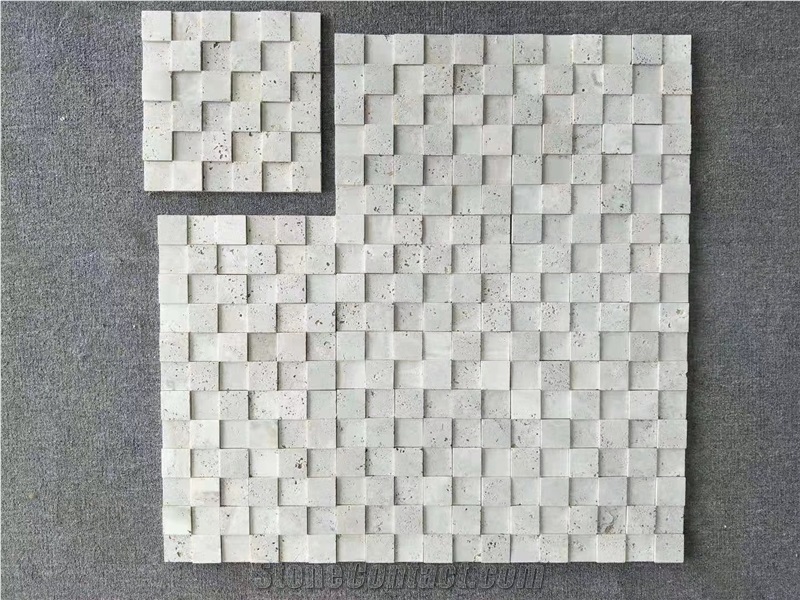 Bianco Romano Travertino Mosaic Flooring Tiles