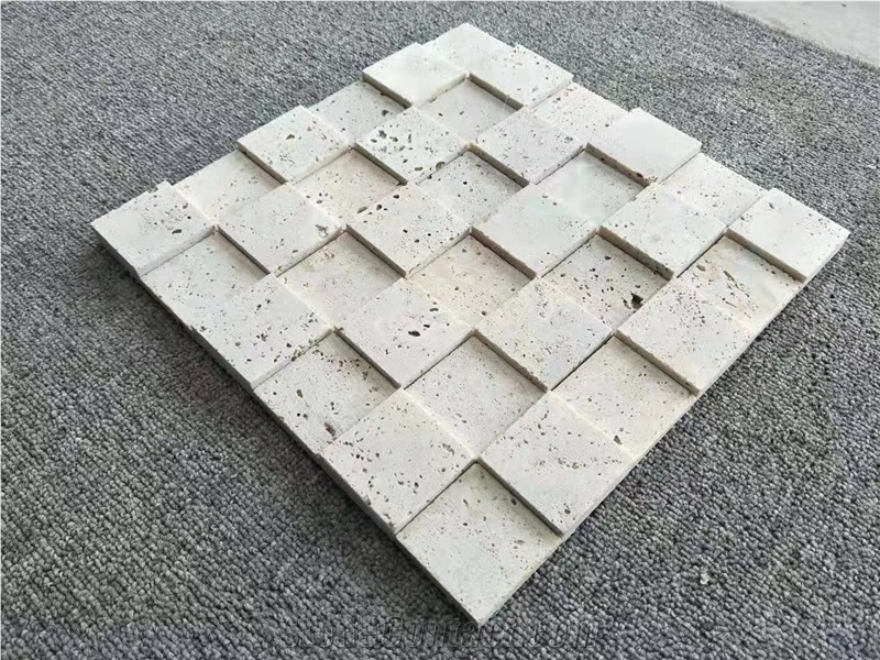 Bianco Romano Travertino Mosaic Flooring Tiles