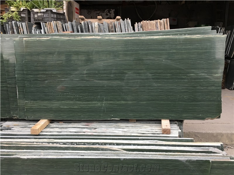 Chinese Wood Grain Green Marble Slabs Price