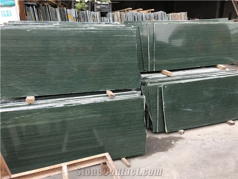 Chinese Wood Grain Green Marble Slabs Price