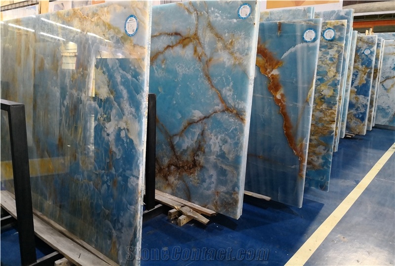 Italy Onice Glaciale Blue Onyx Slabs Walling Tiles