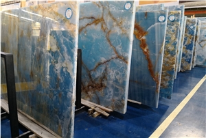 Italy Onice Glaciale Blue Onyx Slabs Walling Tiles