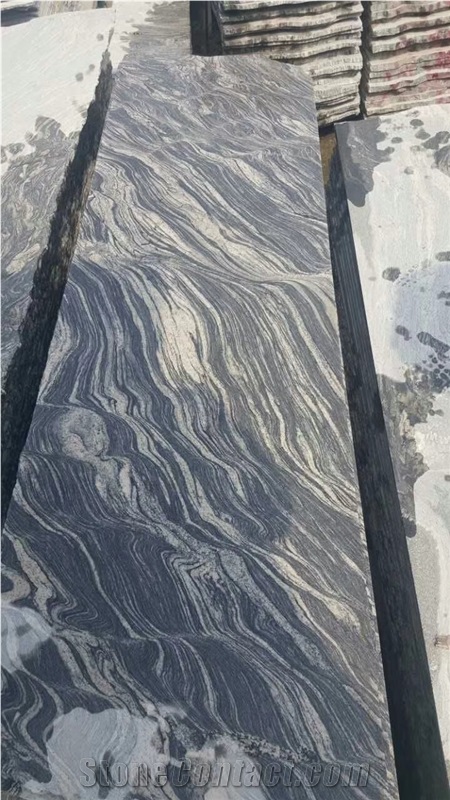 Juparana Mountain Waves Black Granite Slabs Tiles