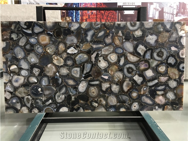 Luxury Grey Agate Semiprecious Gemstone Slabs