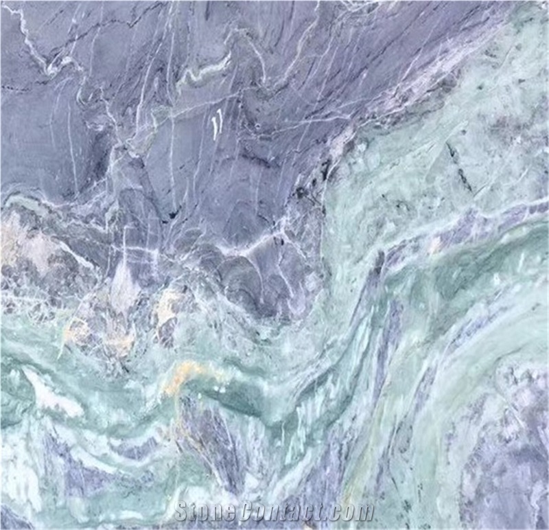 Polished Amazon Blue Marble with Green Veins Slab