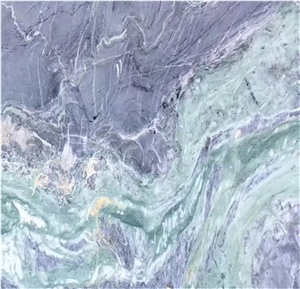 Polished Amazon Blue Marble with Green Veins Slab