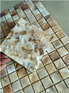 Polished Bathroom Wall Beige Pearl Shell Mosaic