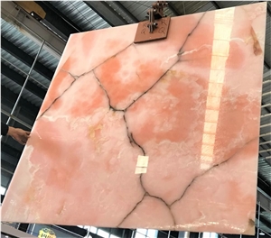 Polished India Pink Onyx Slabs Walling Tiles Price