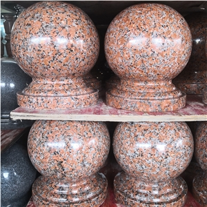 Red Granite Round Cast Stone Pillar Caps Price