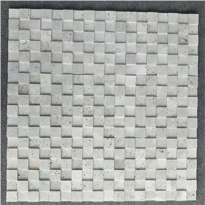 Square Super White Travertine Mosaic Wall Tiles
