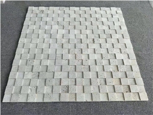 Square Super White Travertine Mosaic Wall Tiles