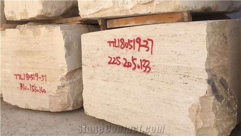 Turkey Ivory Cream Travertine Quarry Big Blocks