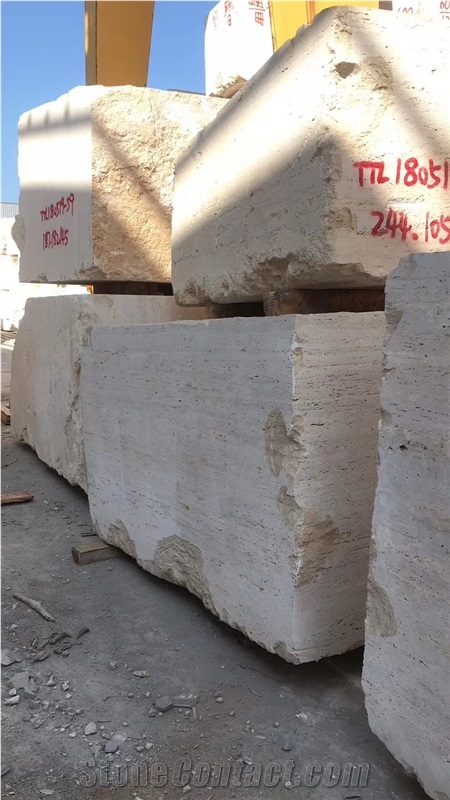 Turkey Ivory Cream Travertine Quarry Big Blocks