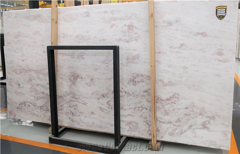 Turkey Usak Pink White Marble Slabs Tiles