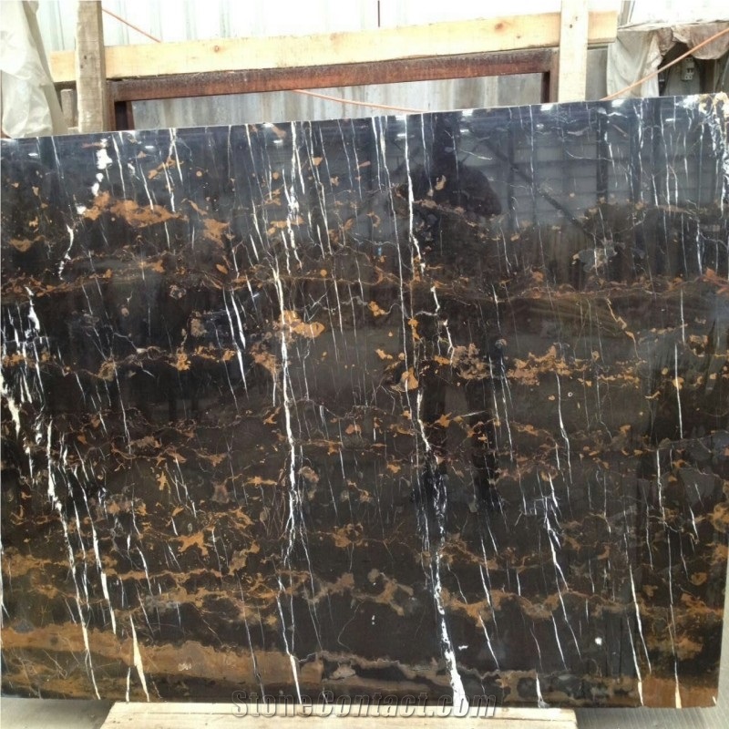 Afghan Black Portoro Marble Slabs