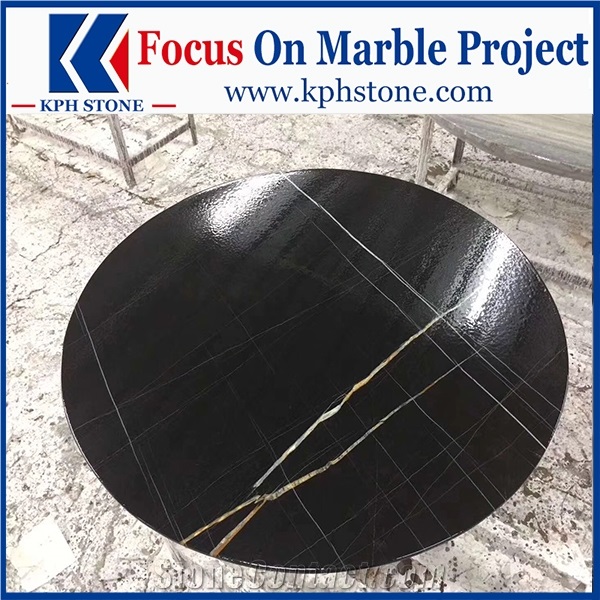 Black Gold Marble Cafe Table Tops