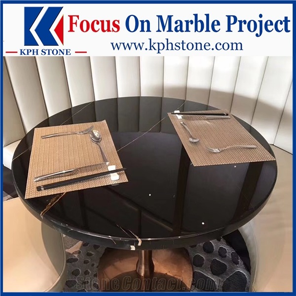 Black Gold Marble Cafe Table Tops