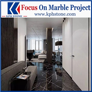 Black Marquina Marble Bedroom Flooring Tiles