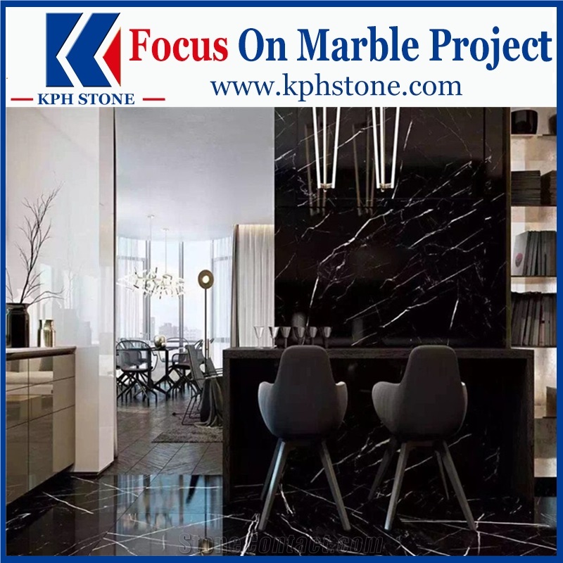 Black Nero Marquina Marble Slabs for Mgm Macau