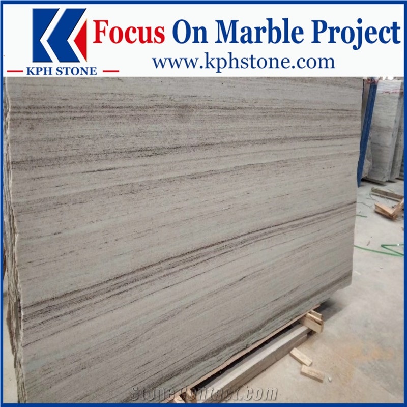 Crystal White Wooden Marble Slabs