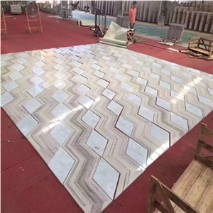 Crystal White Wooden Marble Slabs