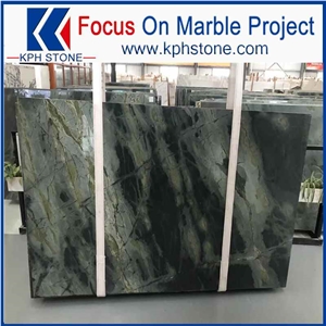 Polished Peacock Green Marble for Background Wall