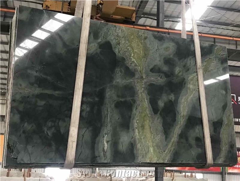 Polished Peacock Green Marble for Background Wall