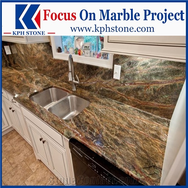Rainforest Green Granite Slab for Countertop/Fllor/Wall/Bathroom/Kitchen -  China Green Granite Slab, Granite Countertop