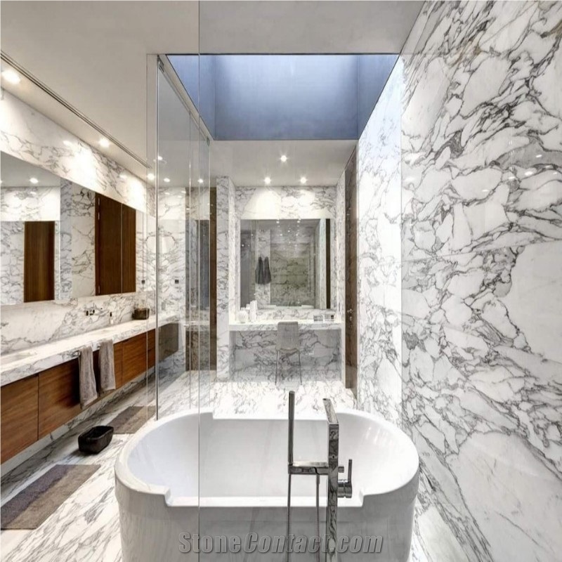 White Arabescato Corchia Marble Bathroom Decor