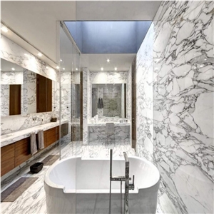 White Arabescato Corchia Marble Bathroom Decor