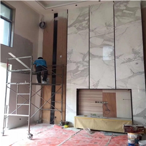 White Calacatte Marble Wall Design, Slabs