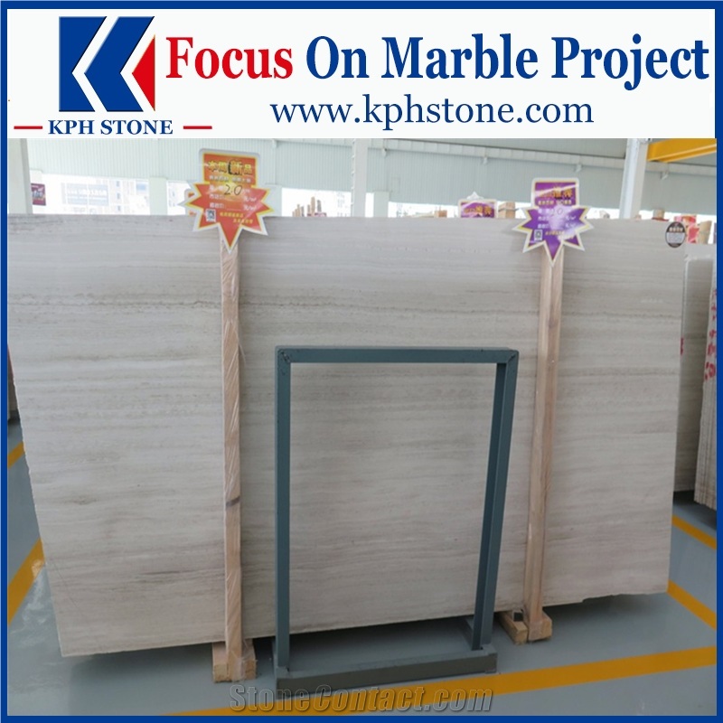 White Wood Grain Marble Slabs for Project Decor