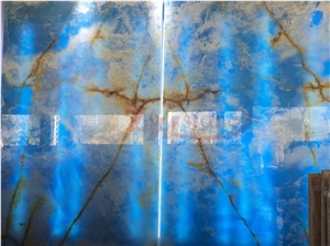 Blue Onyx Laminated Glass ,Translucent Background