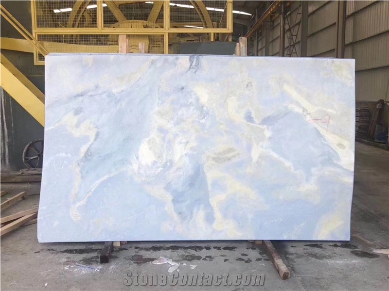 Sky Blue Marble Slab ,Blue Color with White Vein