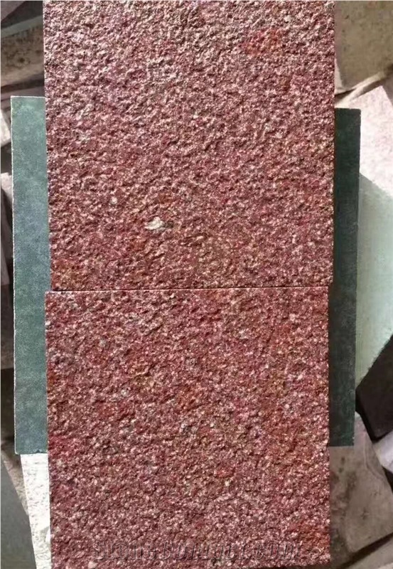 Red Porphyry Flooring Tiles Bush Hammered