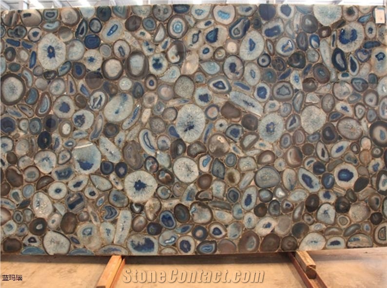 Luxury Stone Blue Agate Slab Semi Precious Stone