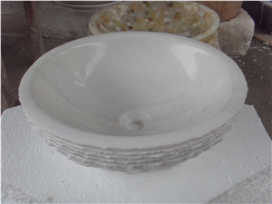 Round Stone Basin Rough Marble Sink