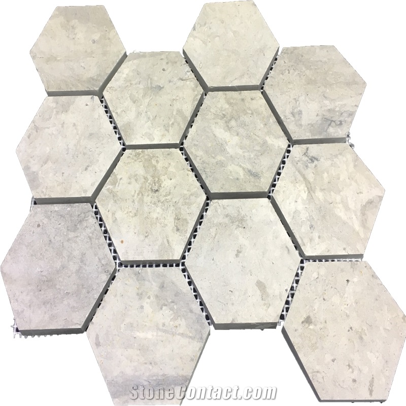 Wooden Vein White Marble Hexagon Mosaic Tile from China - StoneContact.com