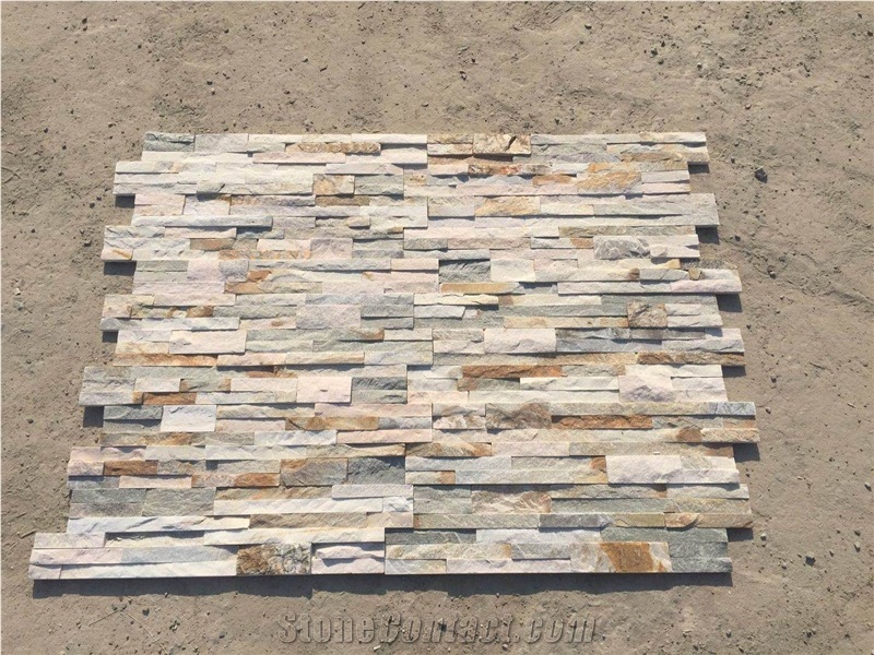 Yellow and White Color Slate Wall Cladding Culture Stone