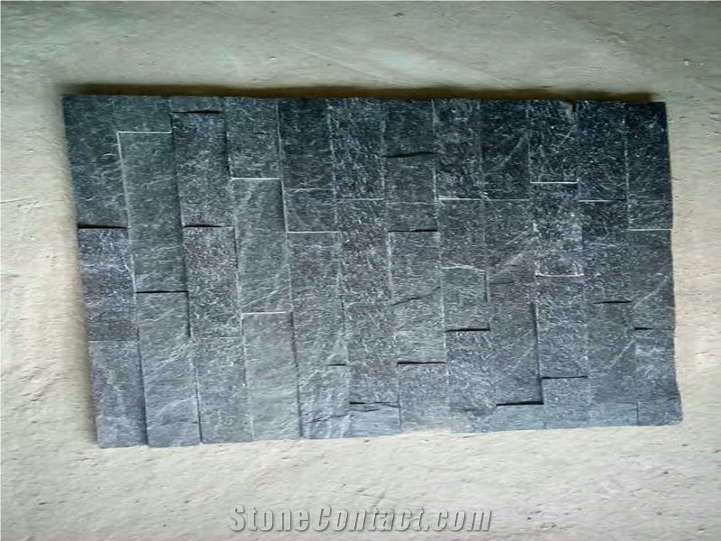 Black Quartzite Cladding Split Face Cultured Stone