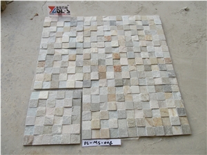 Multicolor Yellow Split Slate Mosaic Wall Tiles