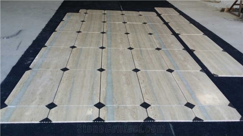Ocean Blue Travertine Vein Slabs Floor Wall Tiles
