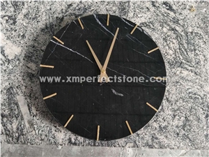 Custom Made Black Marble Stone Wall Clock