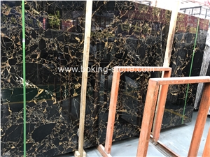 China Golden Black Marble New Portoro Slabs