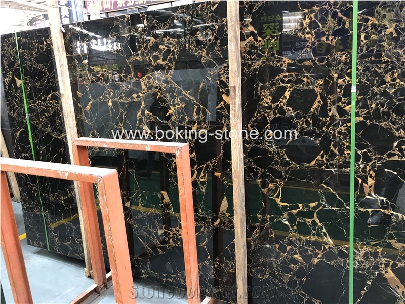 China Golden Black Marble New Portoro Slabs