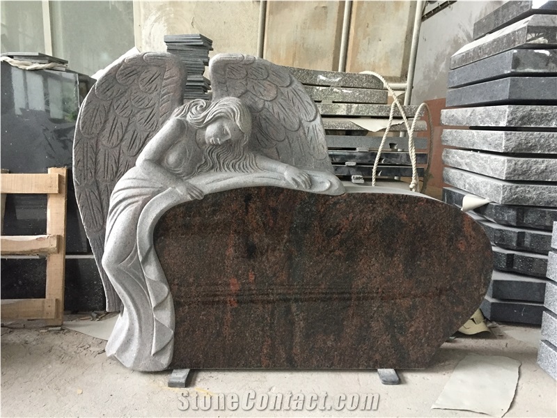 Aurora Stone Granite Monument with Angel Sculpted